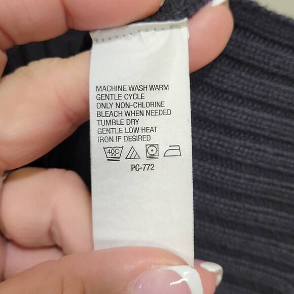 Timberland Sweater Men Large Black Ribbed 1/4 Zip Raglan Sleeve Oversized Baggy - Picture 8 of 8